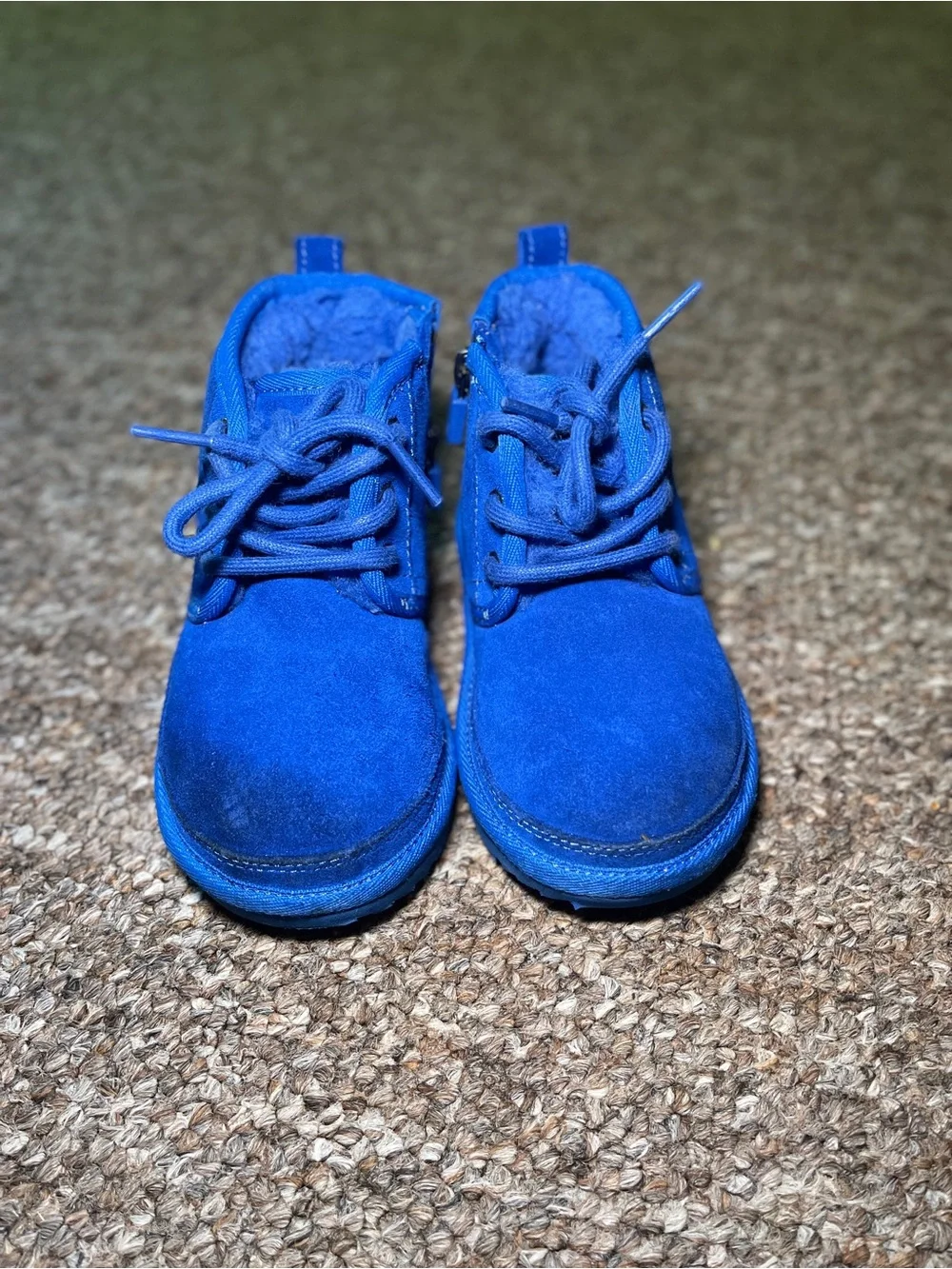 UGG Kids Royal Blue Suede Lace-Up Boots